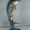 Single Marlin Fish bronze statue -  Size: 9"L x 9"W x 27"H.