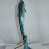 Single Marlin Fish bronze statue -  Size: 9"L x 9"W x 27"H.