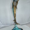 Single Marlin Fish bronze statue -  Size: 9"L x 9"W x 27"H.