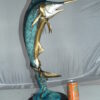 Single Marlin Fish bronze statue -  Size: 9"L x 9"W x 27"H.