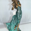 Musical Girl Bronze Statue -  Size: 8"L x 7"W x 19"H.