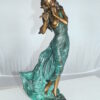 Musical Girl Bronze Statue -  Size: 8"L x 7"W x 19"H.