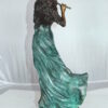 Musical Girl Bronze Statue -  Size: 8"L x 7"W x 19"H.