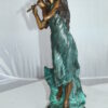 Musical Girl Bronze Statue -  Size: 8"L x 7"W x 19"H.