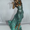 Musical Girl Bronze Statue -  Size: 8"L x 7"W x 19"H.