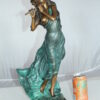 Musical Girl Bronze Statue -  Size: 8"L x 7"W x 19"H.