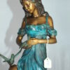 Girl with a Bird Bronze Statue -  Size: 7"L x 7"W x 18"H.