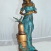 Girl with a Bird Bronze Statue -  Size: 7"L x 7"W x 18"H.