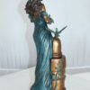 Girl with a Bird Bronze Statue -  Size: 7"L x 7"W x 18"H.