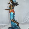 Lady Holding a Wine Glass Bronze Statue -  Size: 9"L x 11"W x 26"H.