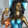 Lady Holding a Wine Glass Bronze Statue -  Size: 9"L x 11"W x 26"H.