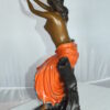 Lady Holds a Bird Up Bronze Statue -  Size: 7"L x 7"W x 20"H.