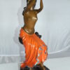 Lady Holds a Bird Up Bronze Statue -  Size: 7"L x 7"W x 20"H.