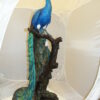 Peacock on Tree Bronze Statue -  Size: 31"L x 30"W x 64"H.