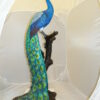 Peacock on Tree Bronze Statue -  Size: 31"L x 30"W x 64"H.