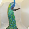 Peacock on Tree Bronze Statue -  Size: 31"L x 30"W x 64"H.