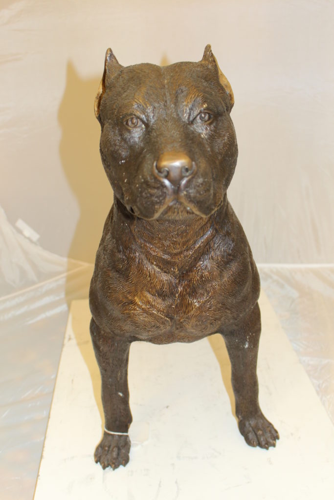 cement pitbull statue