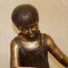 Girl Sitting on a Tree Stump Reading a Book Bronze Statue -  15"L x 17"W x 38"H