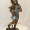 Girl Holding a Flower Fountain Bronze Statue -  Size: 15"L x 15"W x 35"H.