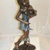 Girl Holding a Flower Fountain Bronze Statue -  Size: 15"L x 15"W x 35"H.