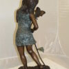 Girl Holding a Flower Fountain Bronze Statue -  Size: 15"L x 15"W x 35"H.