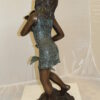 Girl Holding a Flower Fountain Bronze Statue -  Size: 15"L x 15"W x 35"H.