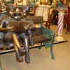 Kids Reading a Book on a Bench Bronze Statue -  Size: 23"L x 38"W x 37"H.