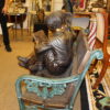 Kids Reading a Book on a Bench Bronze Statue -  Size: 23"L x 38"W x 37"H.