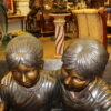 Kids Reading a Book on a Bench Bronze Statue -  Size: 23"L x 38"W x 37"H.