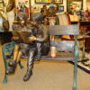 Kids Reading a Book on a Bench Bronze Statue -  Size: 23"L x 38"W x 37"H.