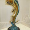 Mahi Mahi Fish Bronze Statue -  Size: 16"L x 12"W x 32"H.