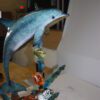 Dolphin with two fish and one turtle Statue -  Size: 22"L x 12"W x 32"H.