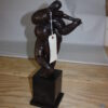 Botero style lady plays violin - Bronze Statue -  Size: 9"L x 6"W x 21.5"H.