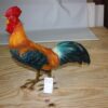 bronze statue of a standing Rooster -cockerel -  Size: 20"L x 7.5"W x 19.5"H.