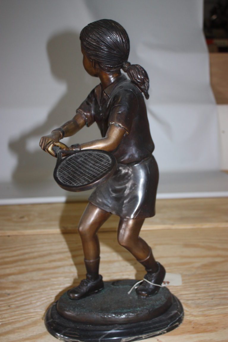 Bronze Girl Playing Tennis Statue Nifao