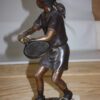 Girl Playing Tennis - Bronze Statue -  Size: 10"L x 11"W x 21"H.