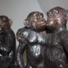 Three monkeys on a tree log - Bronze Statue -  Size: 27"L x 11"W x 18"H.