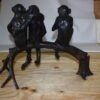 Three monkeys on a tree log - Bronze Statue -  Size: 27"L x 11"W x 18"H.