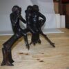 Three monkeys on a tree log - Bronze Statue -  Size: 27"L x 11"W x 18"H.