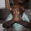 Three Wise Monkeys on Bench Bronze Statue -  Size: 45"L x 19"W x 30"H.