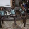 Three Wise Monkeys on Bench Bronze Statue -  Size: 45"L x 19"W x 30"H.