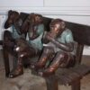 Three Wise Monkeys on Bench Bronze Statue -  Size: 45"L x 19"W x 30"H.