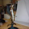 One sailfish on a marble - Bronze Statue -  Size: 17"L x 17"W x 46"H.