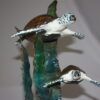 Three turtles  - Bronze Statue -  Size: 17"L x 12"W x 28"H.