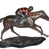 Jockey with Horse -large Bronze Statue -  Size: 21"L x 8"W x 14"H.