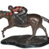 Jockey with Horse -large Bronze Statue -  Size: 21"L x 8"W x 14"H.