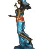 Lady Holding a Wine Glass Bronze Statue -  Size: 9"L x 11"W x 26"H.