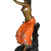 Lady Holds a Bird Up Bronze Statue -  Size: 7"L x 7"W x 20"H.