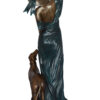 Lady With Her Dog Bronze Statue -  Size: 25"L x 22"W x 50"H.