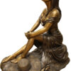 Lady on Stone Bronze Statue -  Size: 33"L x 23"W x 34"H.